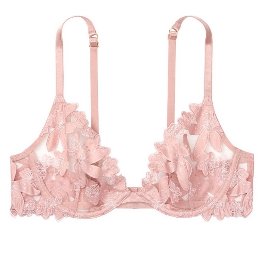 Victoria's Secret Floral Lace Bra, Light Pink, 34C